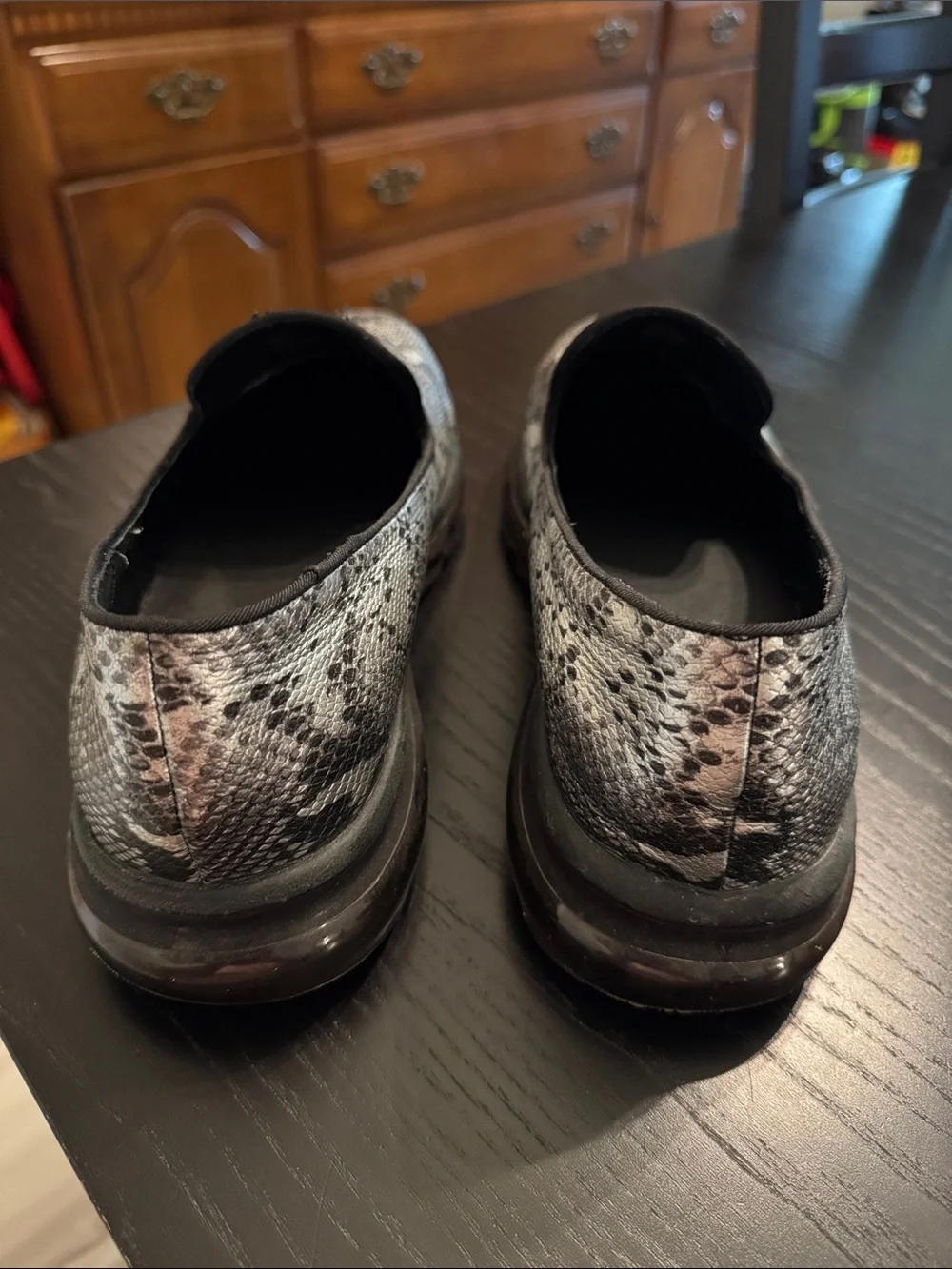 Steve Madden Men's Slip-On Snake Print Loafers - Black & White